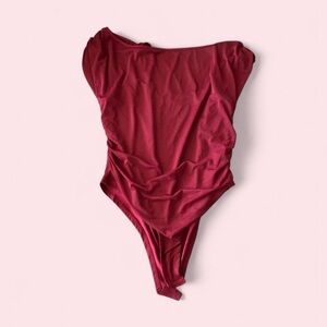 SHEIN Curve Red Bodysuit with Mesh Overlay